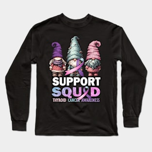 Support Squad Thyroid Cancer Awareness Purple Teal Pink Long Sleeve T-Shirt